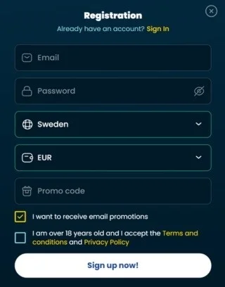 Registrera ett konto i Rollino Rollino register